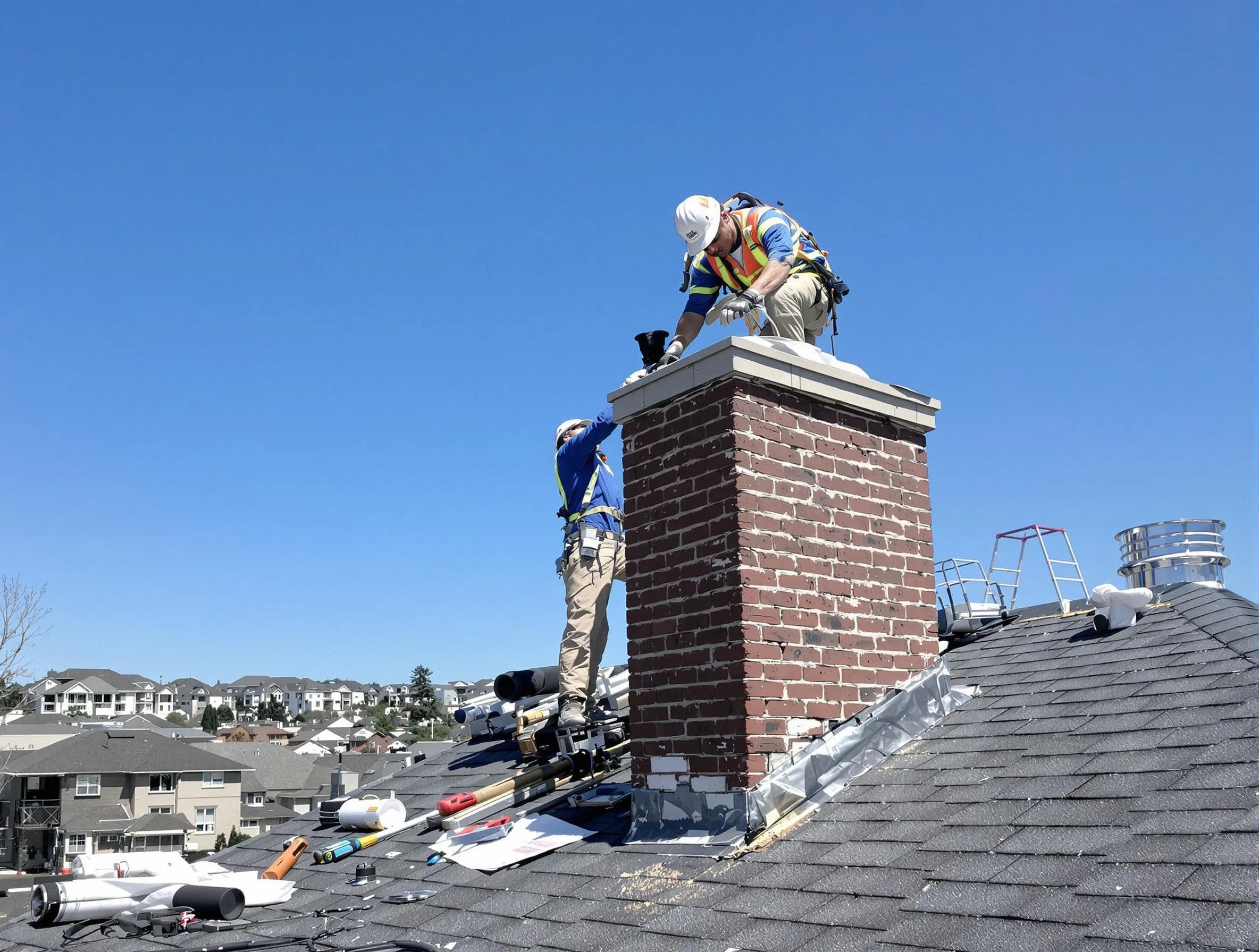 McDonough Chimney Sweep repairing a chimney crown in McDonough, GA