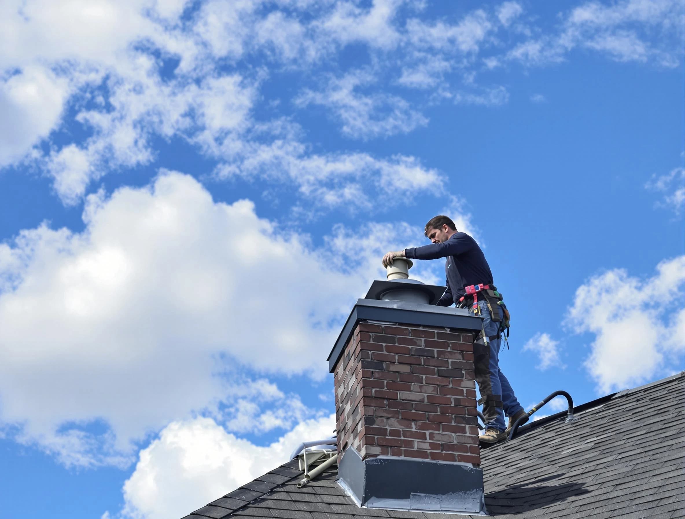 McDonough Chimney Sweep installing a sturdy chimney cap in McDonough, GA