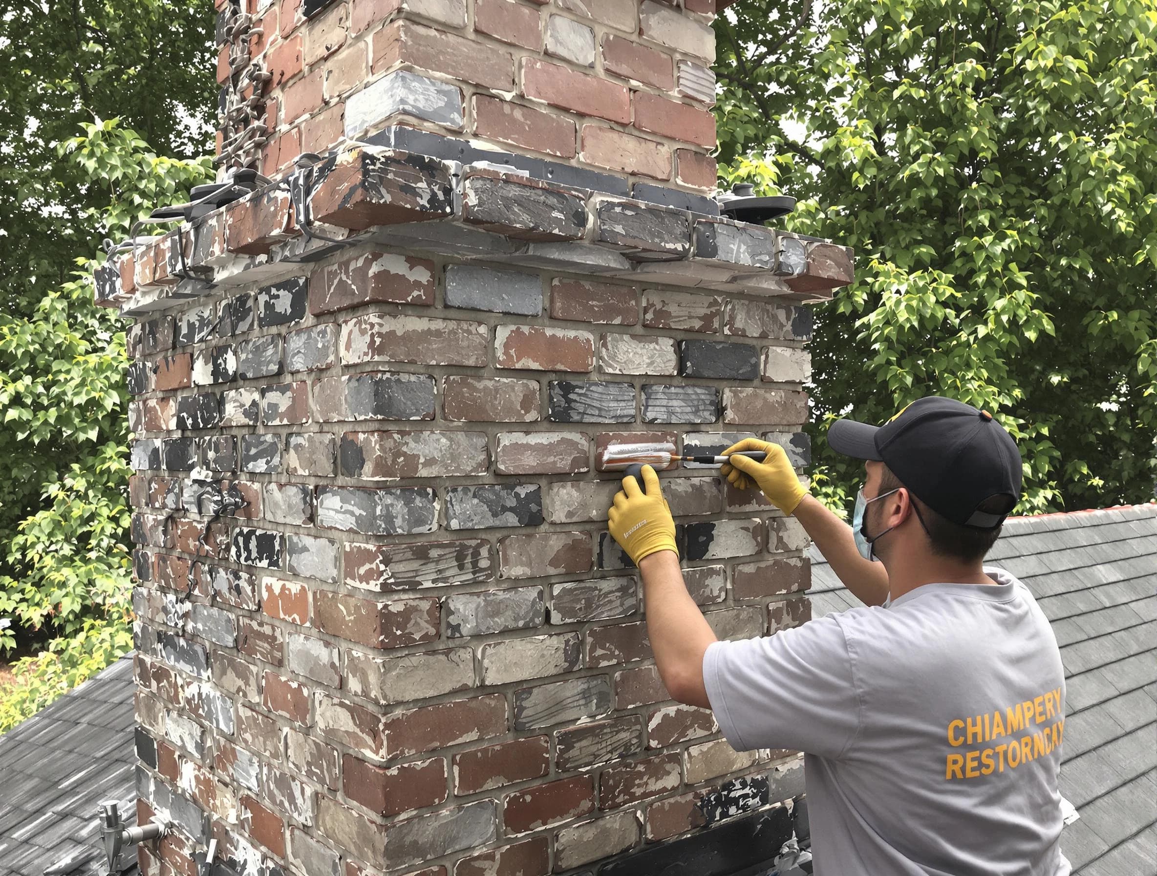 In-progress chimney restoration by McDonough Chimney Sweep in McDonough, GA