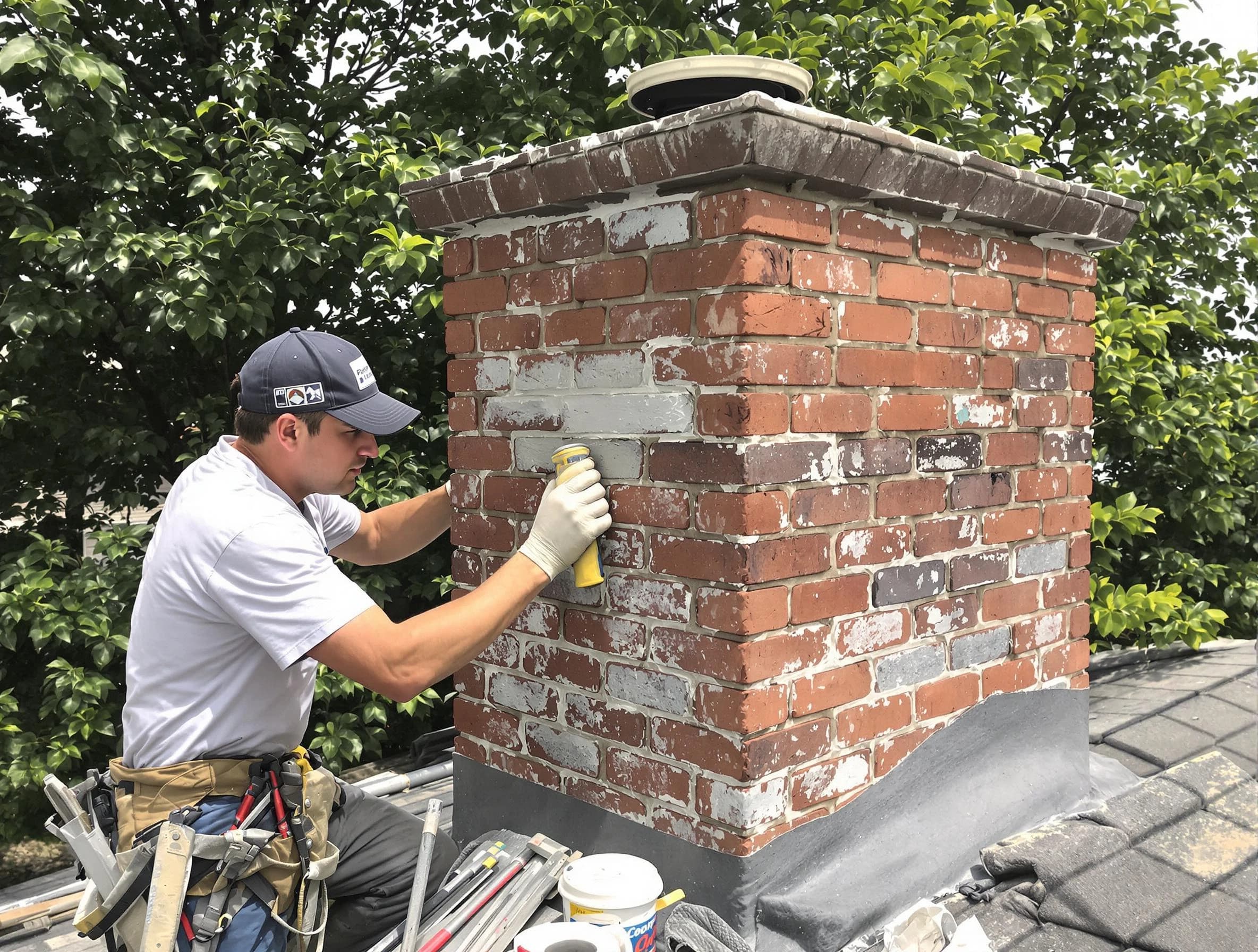McDonough Chimney Sweep restoring an aging chimney in McDonough, GA