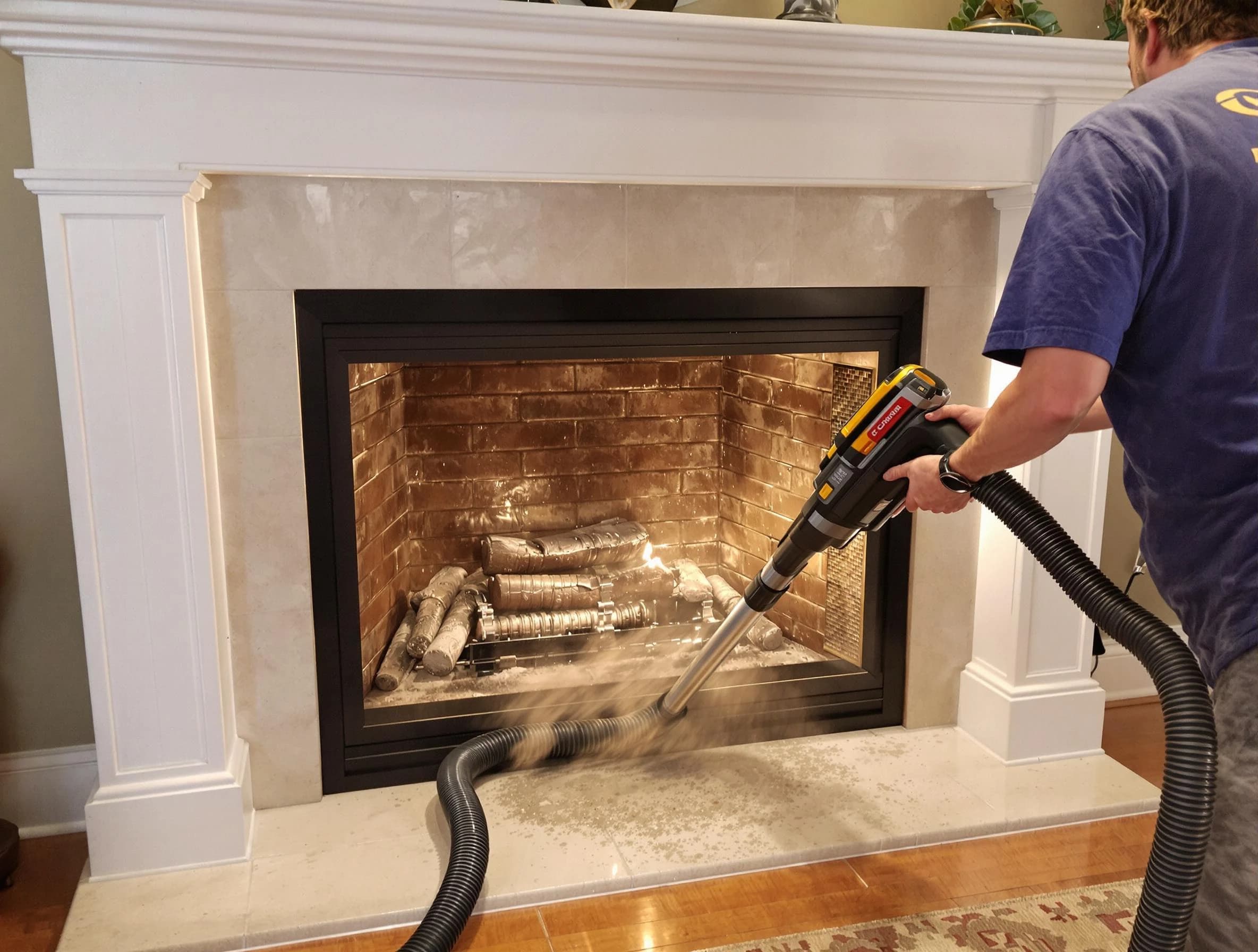 Fireplace cleaning performed by McDonough Chimney Sweep in McDonough, GA