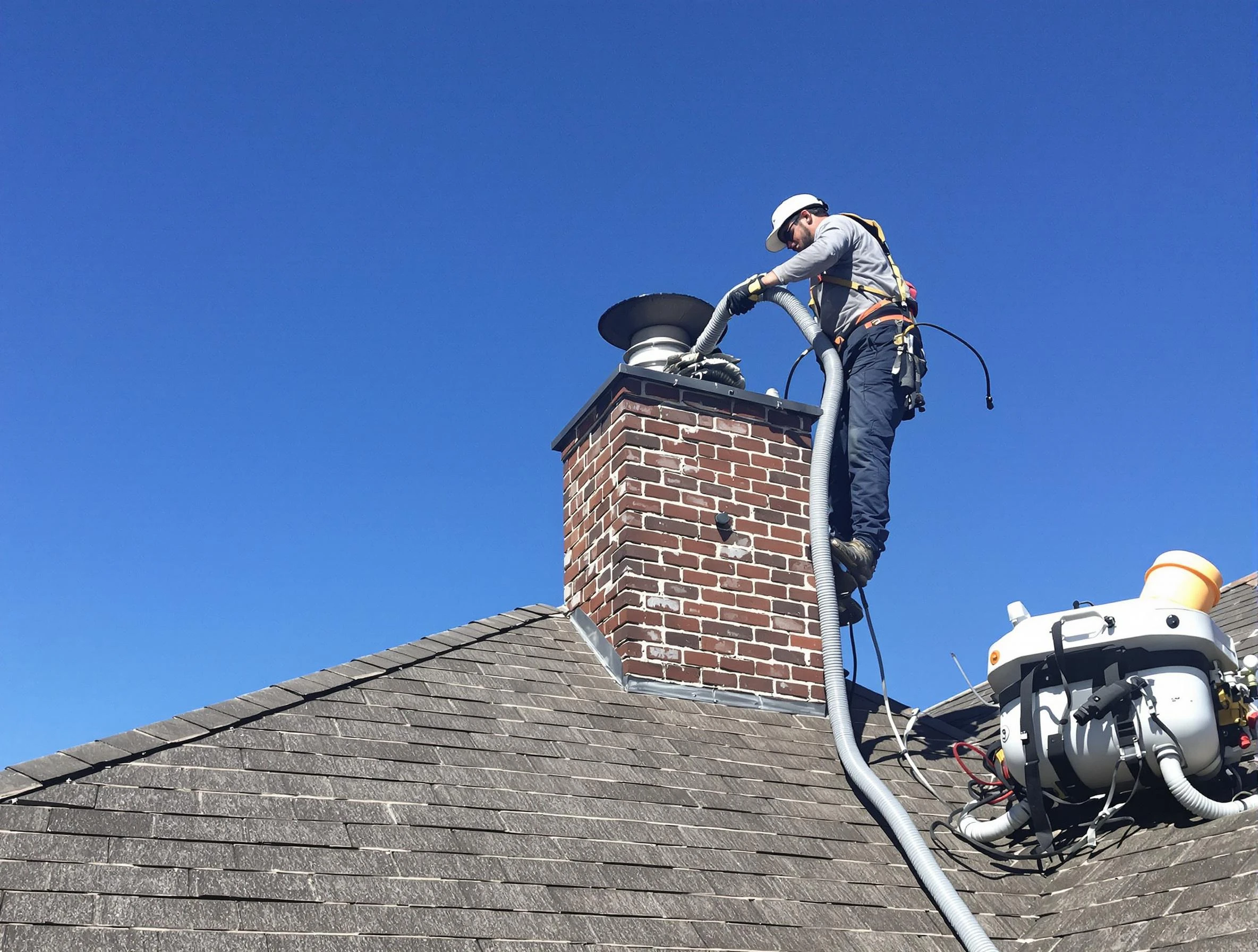 Dedicated McDonough Chimney Sweep team member cleaning a chimney in McDonough, GA